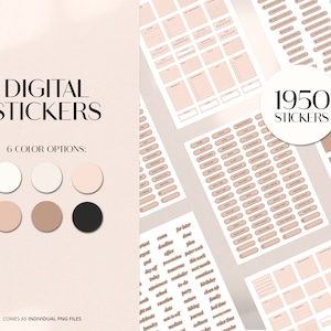 Digital Stickers | 1950+ Planner Stickers | Neutral GoodNotes Stickers | Precropped Self Care Stickers | PNG Digital Stickers | Stickers Set