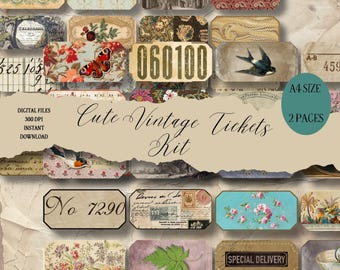 Vintage Ticket Printable, Junk Journal Ephemera (Digital Download)