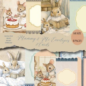DIGITAL Vintage Nursery Envelopes with matching cards Digital Collage Sheet Download  - Instant Download Printables