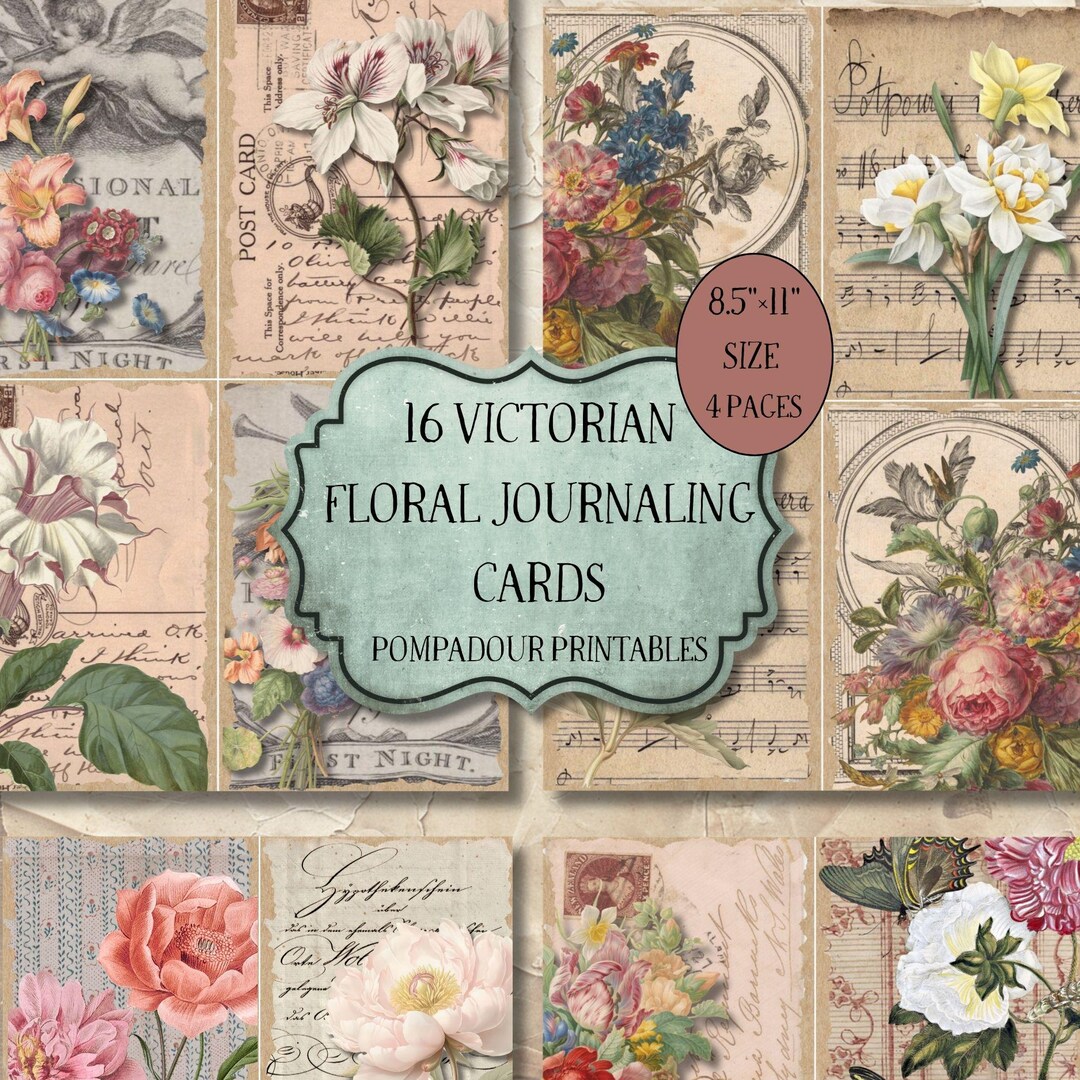 Victorian Floral Junk Journal Cards | Vintage Floral Ephemera | Nature ...