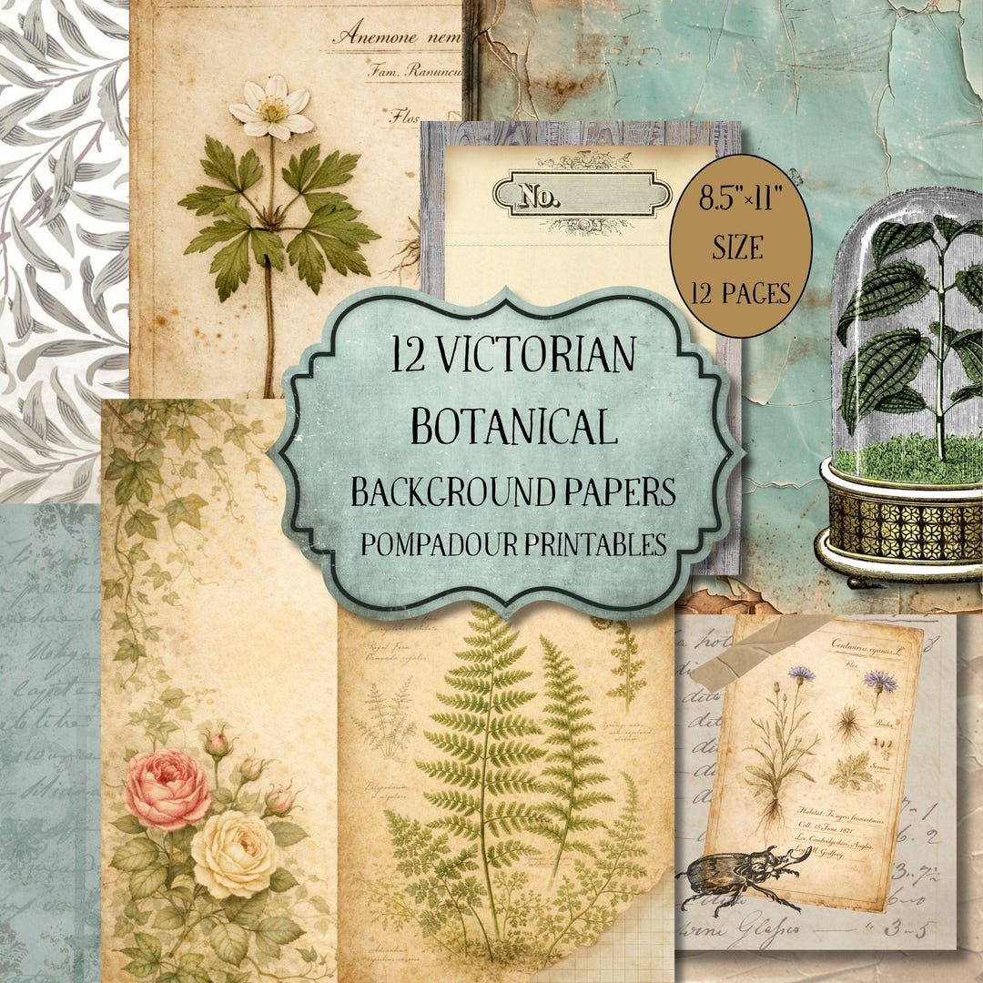 Victorian Botanical Junk Journal Pages | Vintage Herbarium Ephemera Kit ...