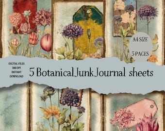 Vintage Botanical Junk Journal Ephemera - Collage Sheets (Digital Download)