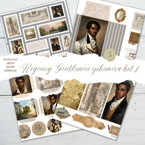 Regency Gentlemen Ephemera Kit 2, Mr Darcy Junk Journal Kit, A4 Jpeg-Format, Regency Gentlemen Ephemera, digitale Collage Blätter.