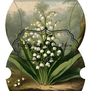 Boîtes imprimables avec des images vintage de muguet, impression numérique, boîtes à oreiller numériques, boîtes à oreiller imprimables. Muguet