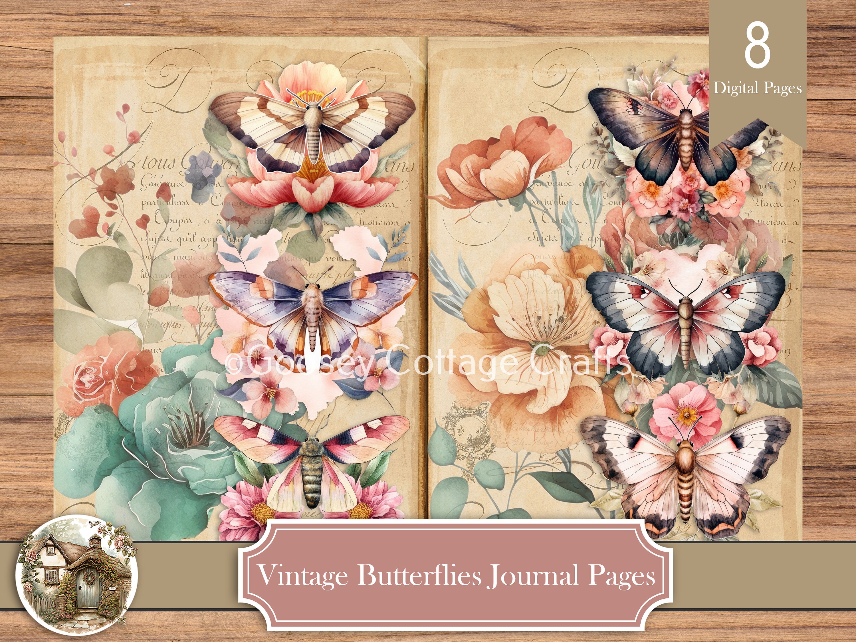 Vintage Butterflies Junk Journal Pages Download and Print - Etsy