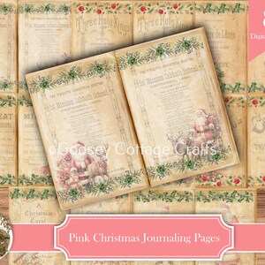 Vintage Pink Christmas Junk Journal Journaling Pages, Digital Download, ideal for Junk Journals, Card Making, Scrapbooking, all Papercrafts