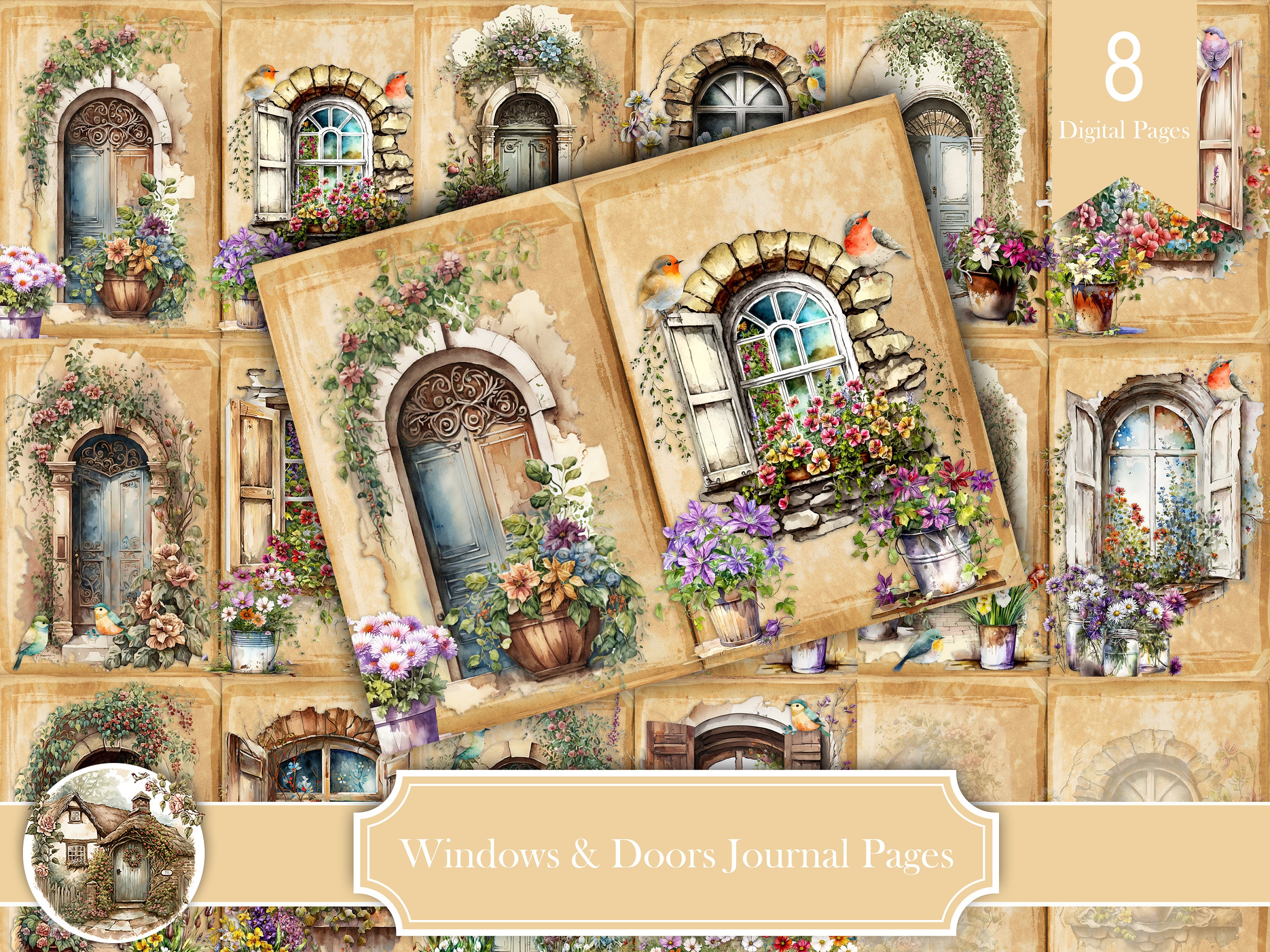 Rustic Windows and Door Junk Journal Pages - Etsy