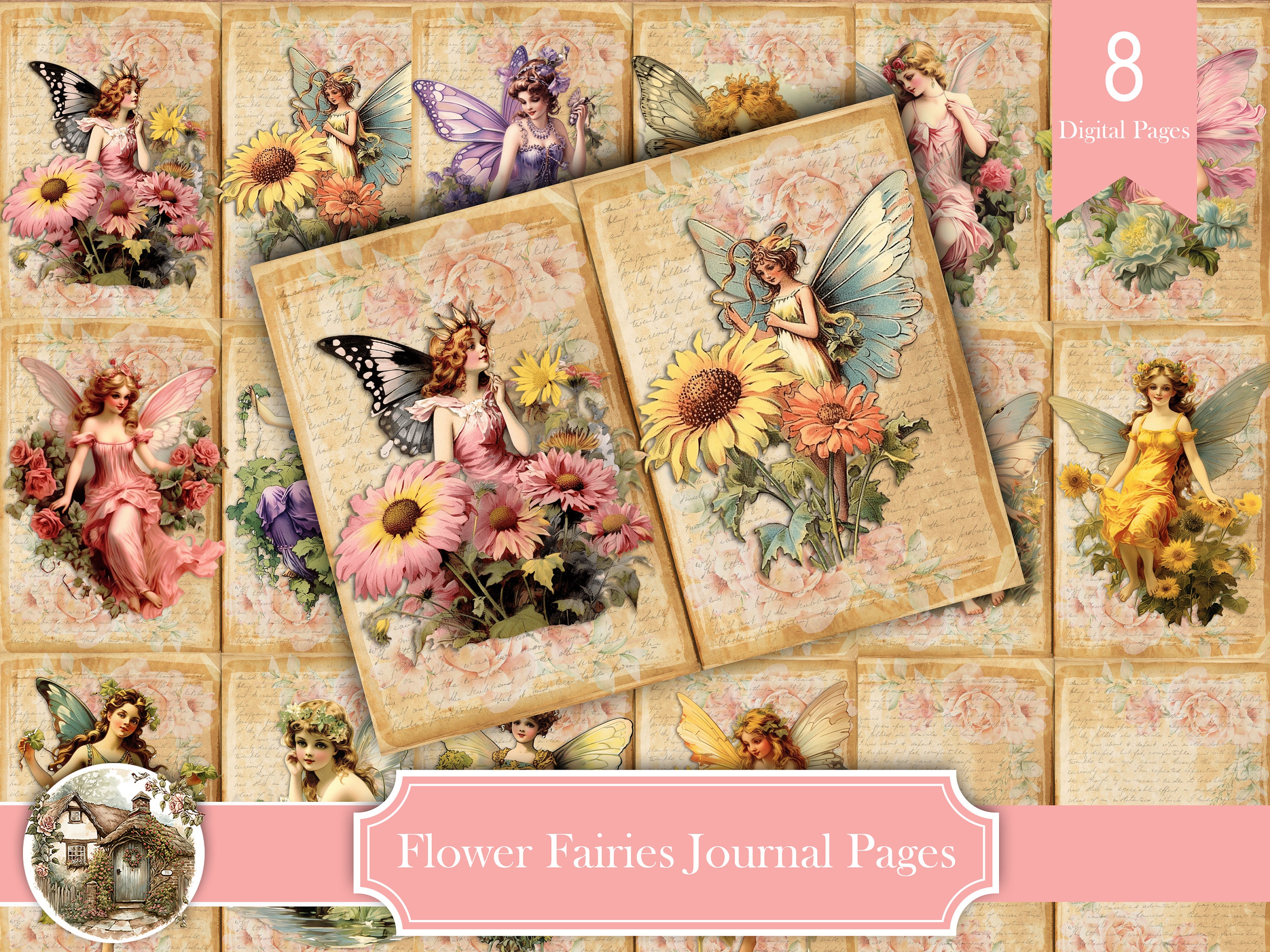 Flower Fairies Vintage Junk Journal Pages