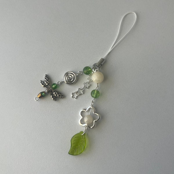 green nature inspired dragonfly keychain/ phone charm