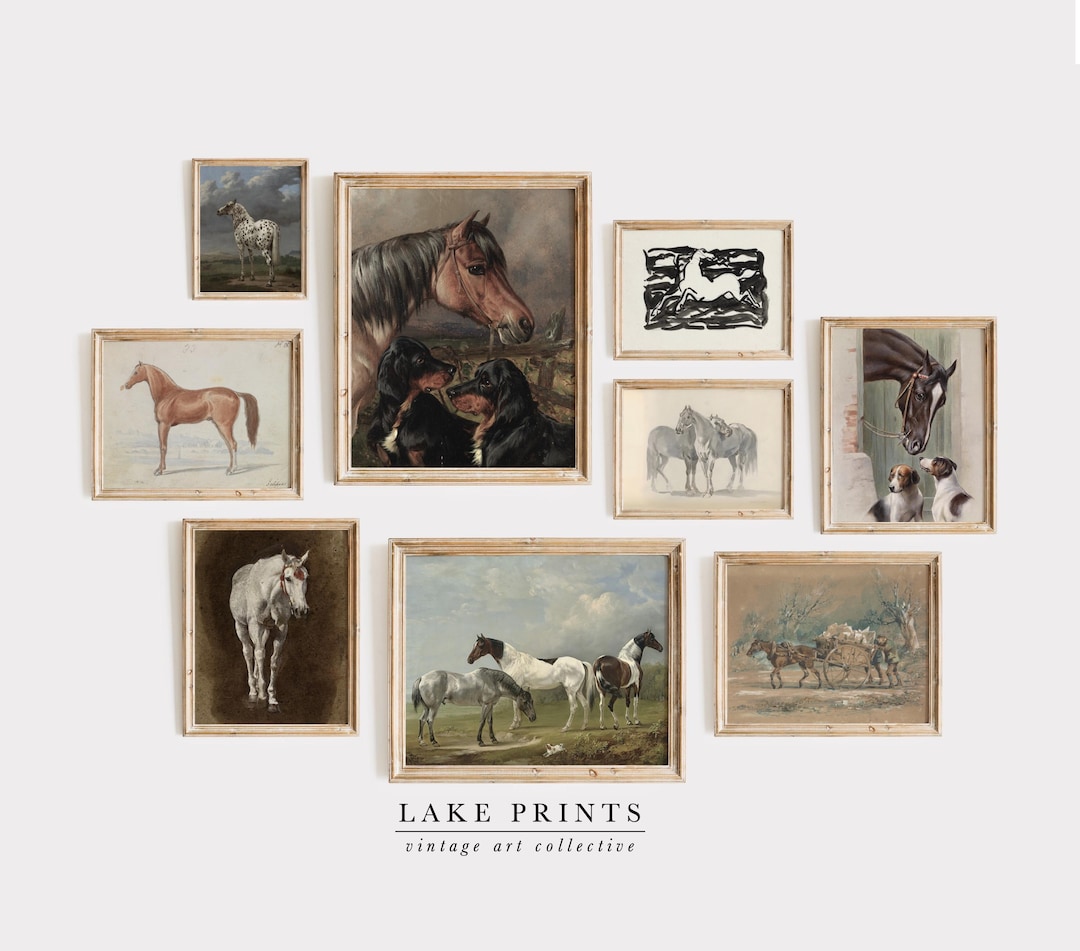 Vintage Country Farmhouse Print SET | Horse Gallery Wall Set | French ...
