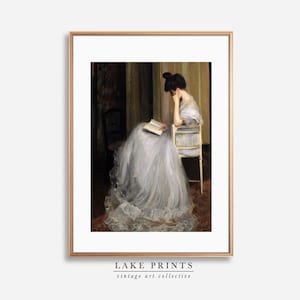 Antique Portrait Woman Reading | Vintage Wall Art | French Home Decor | Vintage Bedroom Wall Decor | Elegant PRINTABLE Digital Download A383