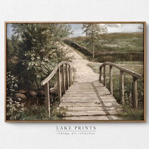 Bridge Landscape Scene Painting | French Home Decor | Vintage Farmhouse Wall Decor Art PRINTABLE A368