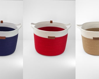 Cotton Rope Basket | Round Baskets | Bathroom Baskets | Decorative Basket | Storage Basket | Laundry Basket