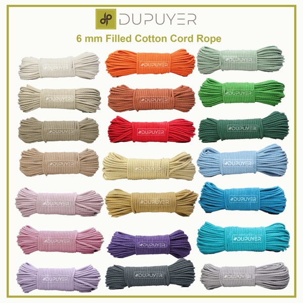 6 mm gevlochten katoenen koord | 38,3 meter (35 meter) | Katoenen touw voor naaien | Mandtouw | Naaigaren | Boho-mand
