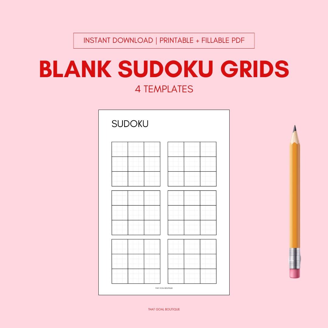 BLANK SUDOKU GRIDS Printable Instant Download and Print - Etsy