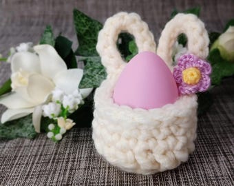 Crochet Bunny Basket Pattern – Easy Easter Egg Cozy (PDF)