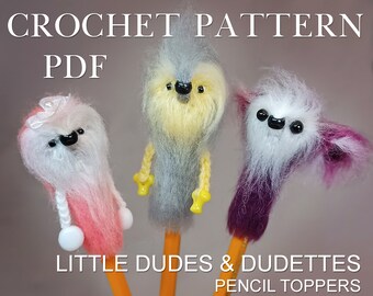 Crochet Pencil Toppers Pattern – Little Dudes, Amigurumi DIY (PDF)