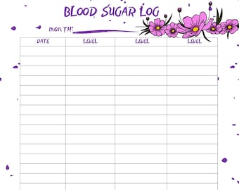 Blood sugar log printable, three different designs, four sizes, US letter, h.letter, A4 and A5