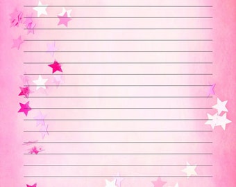 Printable writing paper- stars. Lined and unlined. Us letter size.