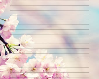 Printable writing paper,Printable stationery,Floral letter writing paper,Writing set,Notepaper, Lined paper,Journal paper,US letter size