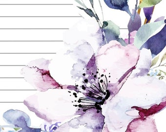 Printable writing paper, you get 8 different designs, lined and unlined, US letter and A4 size.