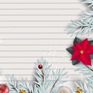 Christmas writing paper, printable, 20 designs, lined, US letter size