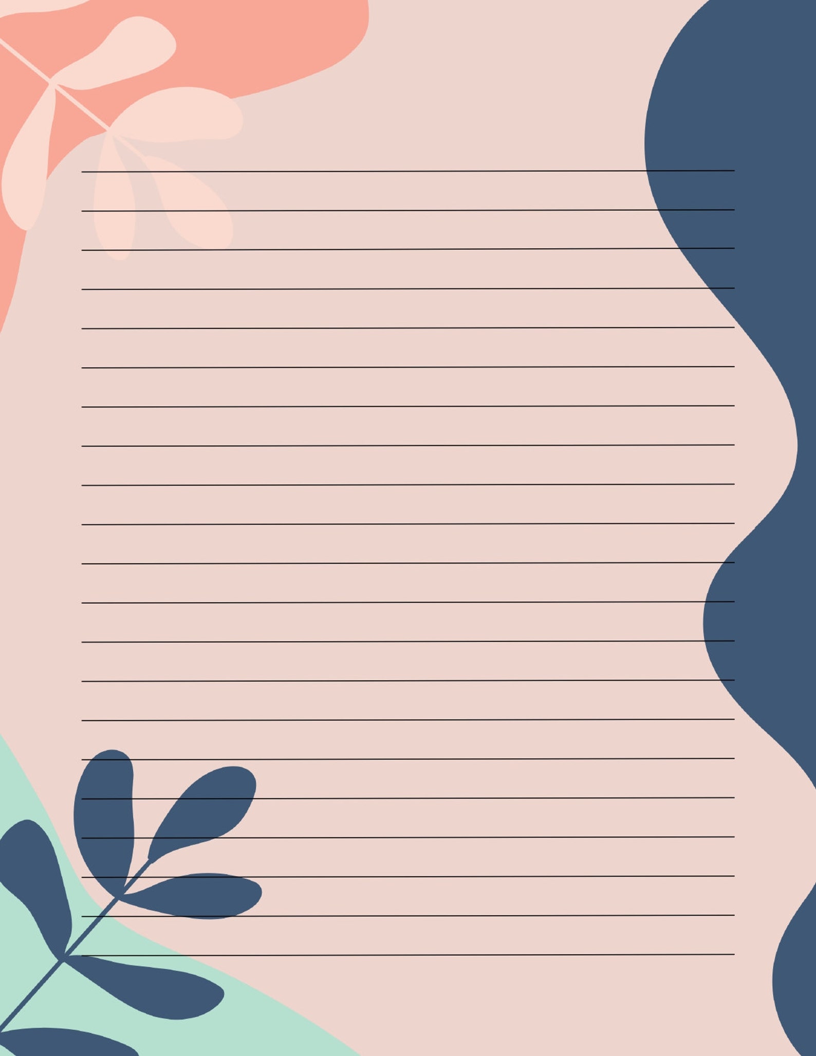Abstract Lined Writing Paper: US Letter & A4 (digital Download) - Etsy