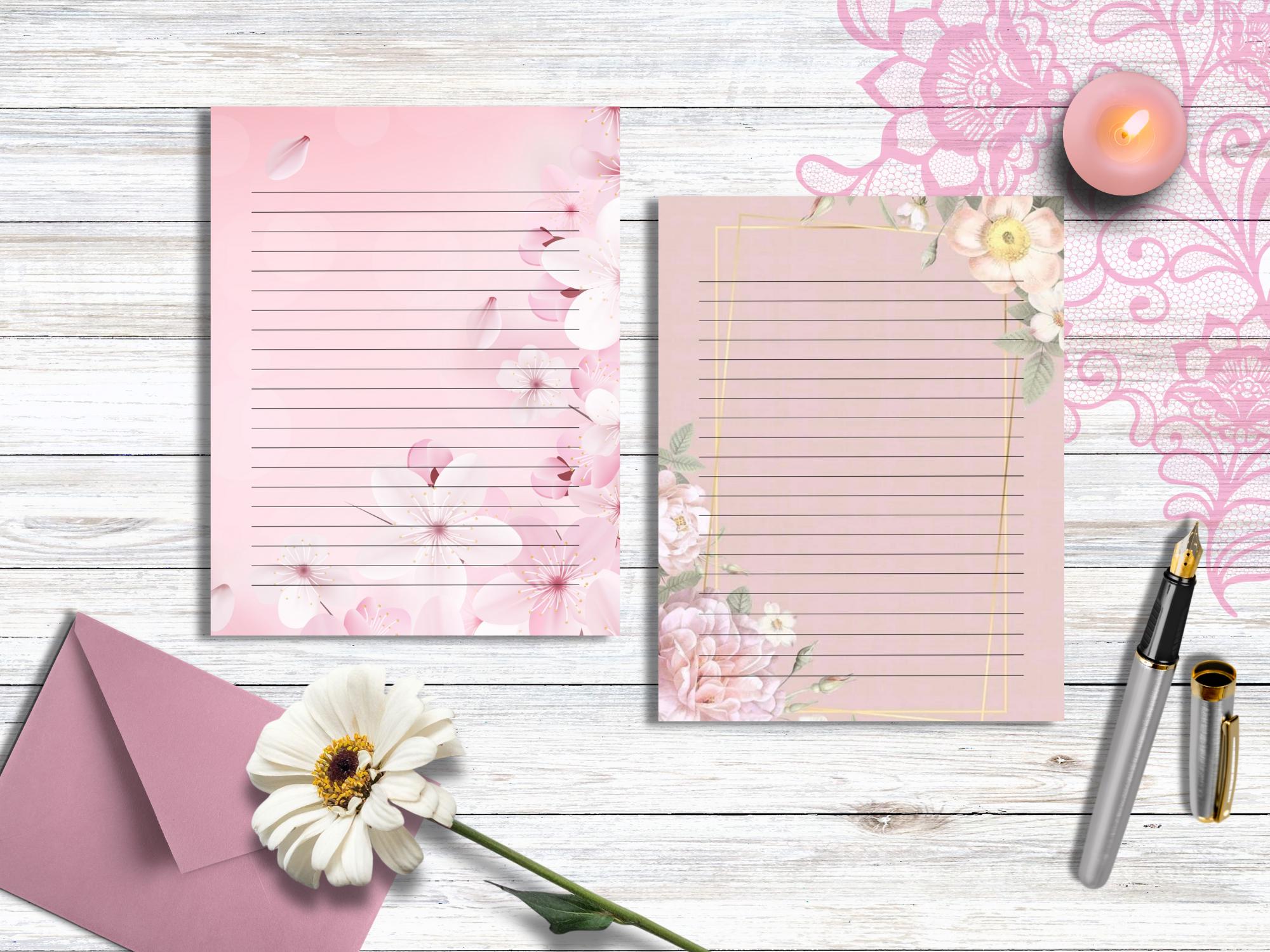 Floral Printable Writing Paper: 12 Letter Designs (US Letter Size ...