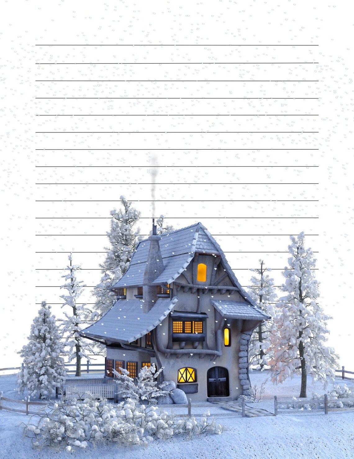 Printable Writing Paper-winter, 12 Diferent Designs, US Letter Size - Etsy