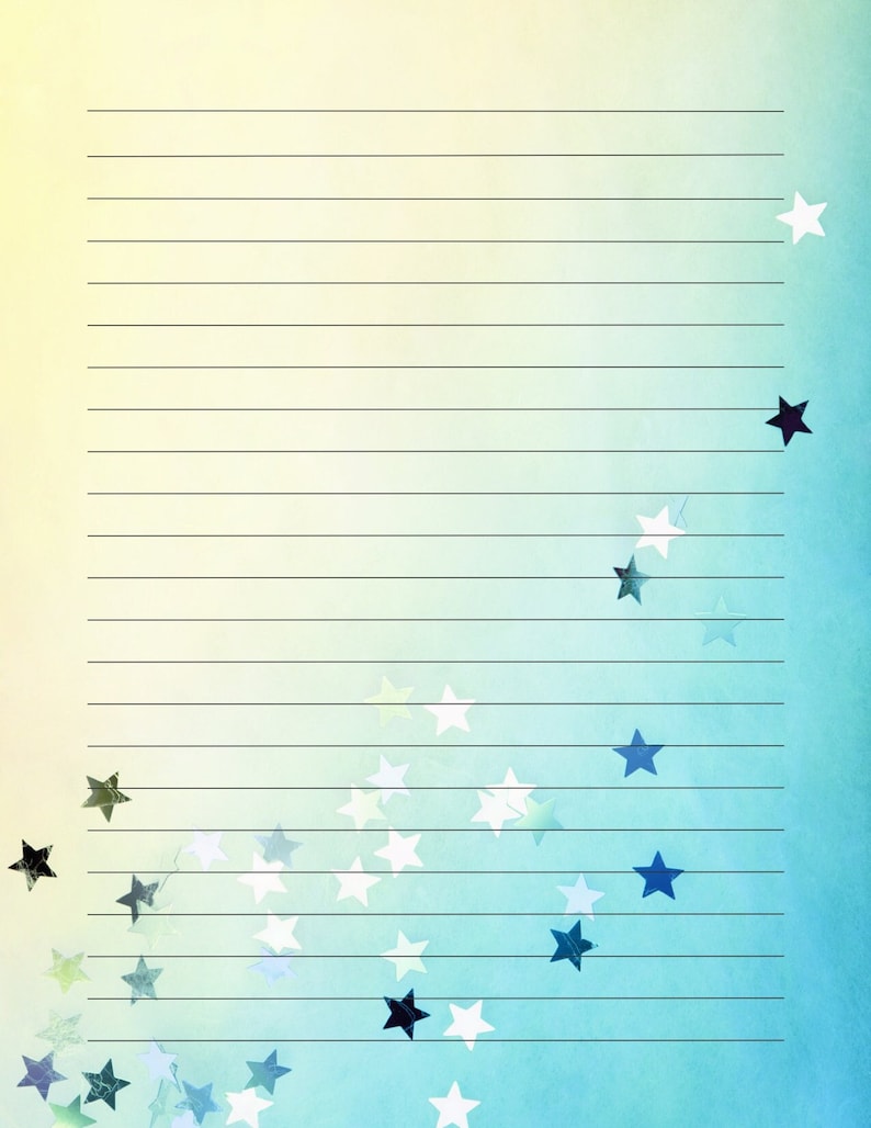 Printable Writing Paper Stars. Lined and Unlined. Us Letter Size. - Etsy