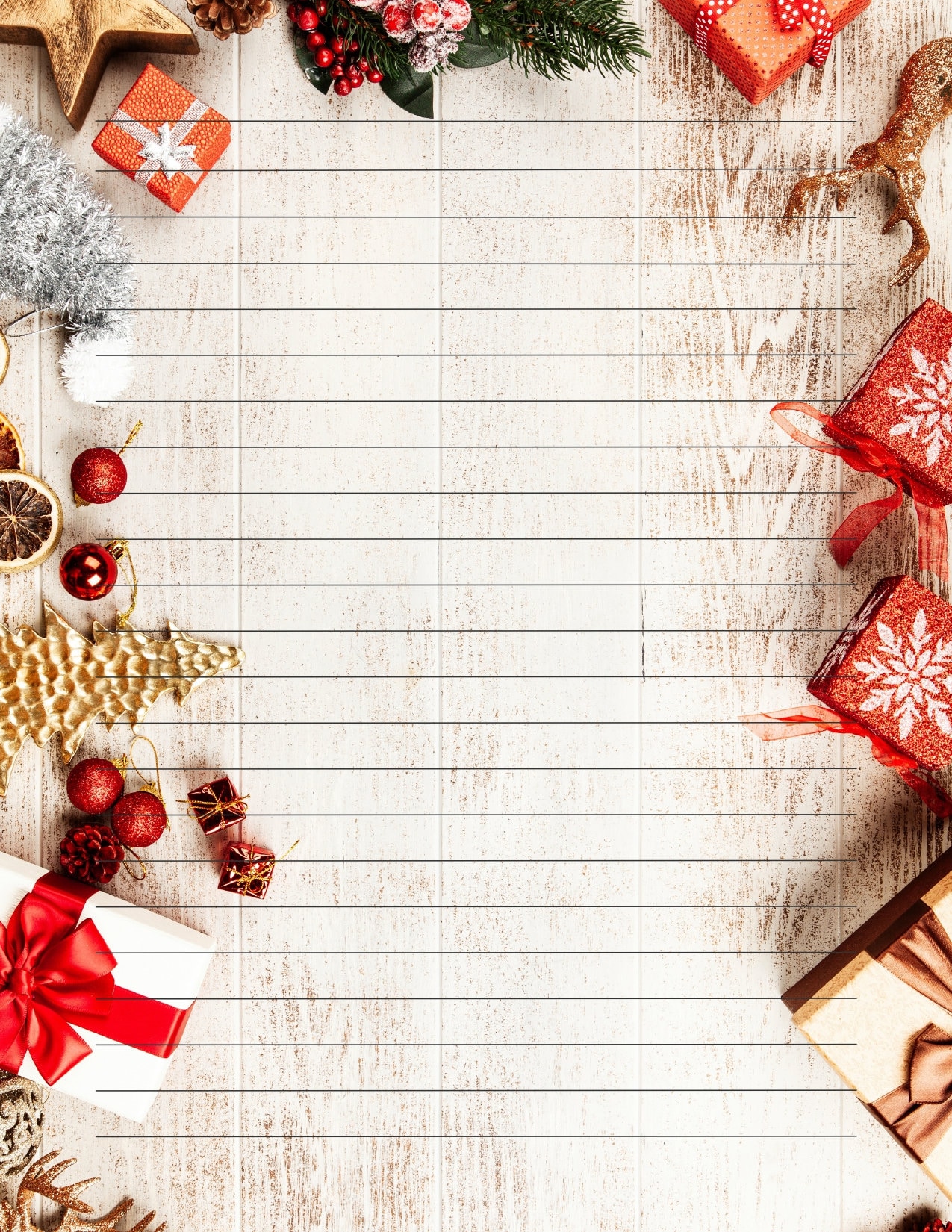 Christmas Writing Paper, Printable, 20 Designs, Lined, US Letter Size ...