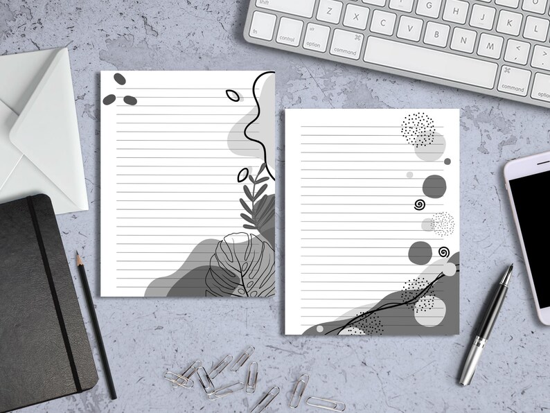 Design Line Paper Abstract Printable Writing Paper, 15 Different Designs, Lined and ...