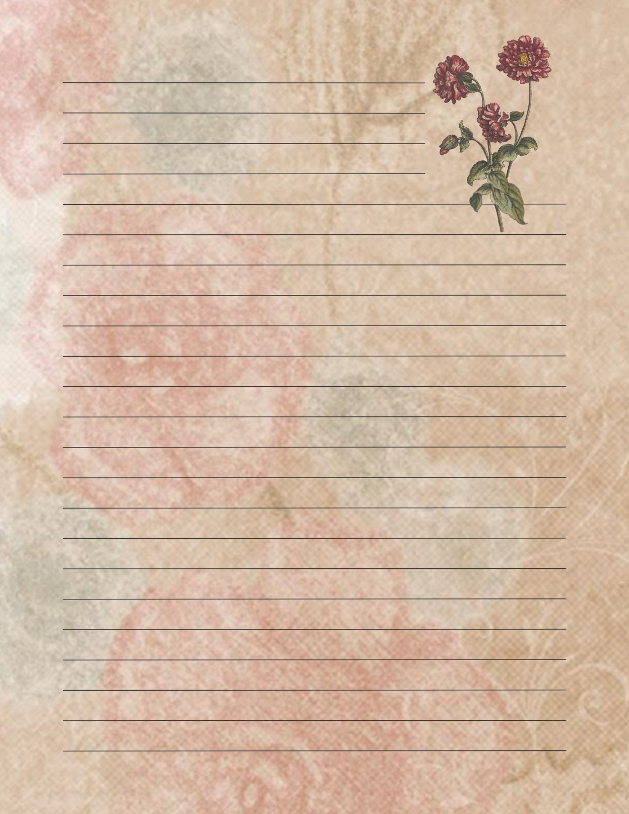 Printable Writing Paper, Vintage, 10 Lined Sheets, Printable Writing ...