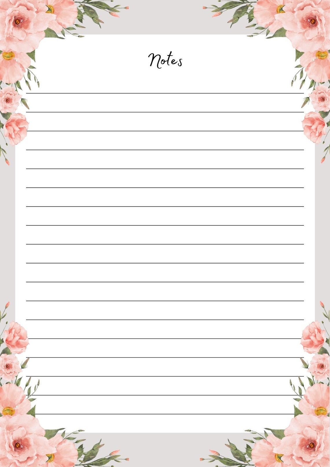 Printable Notepaper, You Get 10 Different Designs for Writing Notes, US ...
