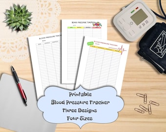 Monitor de presión arterial imprimible, 3 diseños, registro diario de salud (descarga digital)