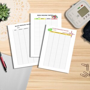 Monitor de presión arterial imprimible, 3 diseños, registro diario de salud (descarga digital) imagen 2