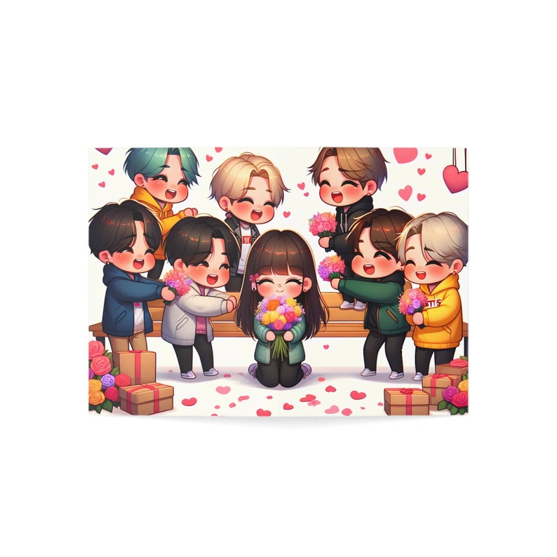 BTS Valentine Card BTS Jungkook Jimin V Suga Jin RM J hope Chibi Valentine Card