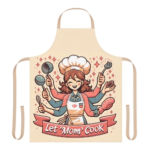Let &#39;Mom&#39; Cook - Humorous Chef Apron for Mothers Day, Kitchen Apron, Cooking Apron, Gift for Mom, Chef Apron
