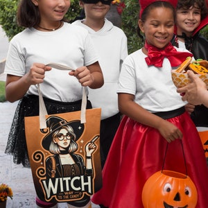 Espeluznante y dulce bolsa de mano de truco o trato de Halloween / Saco divertido de colección de dulces de Halloween / Bolsa reutilizable para niños