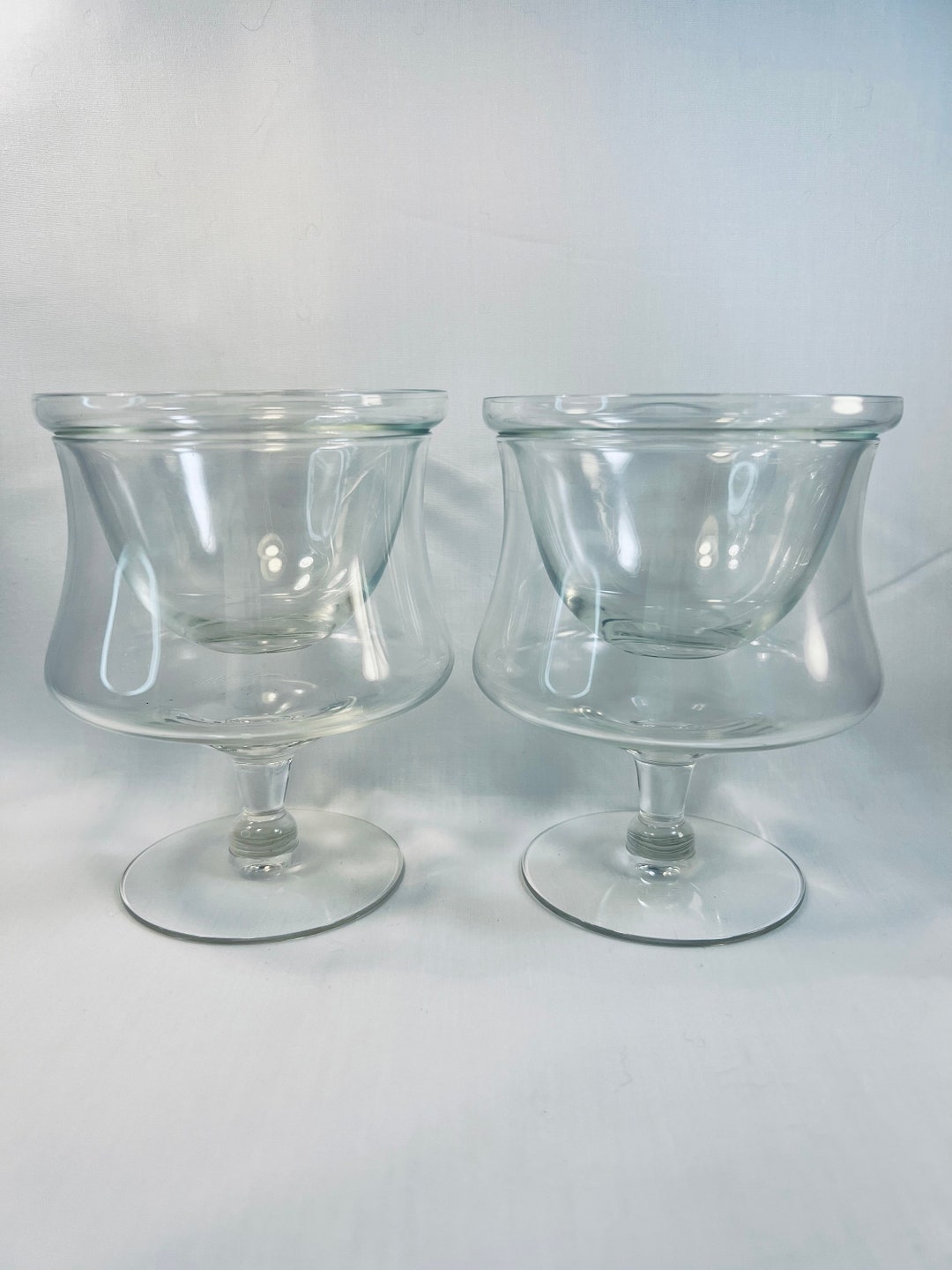 Vintage Shrimp Cocktail Glasses With Glass Inserts Etsy