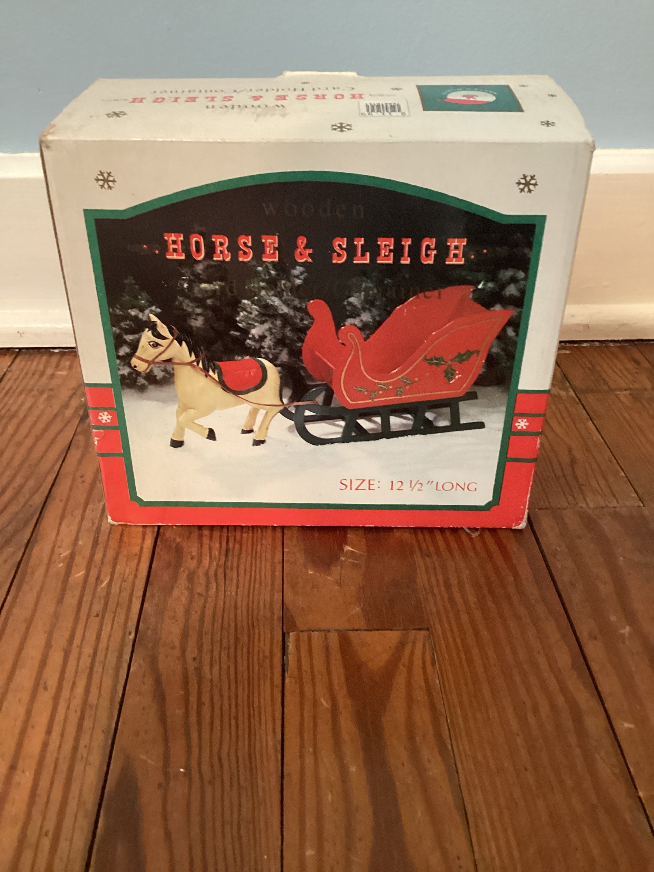 Vintage Santas World Wooden Horse and Sleigh Card Holder With