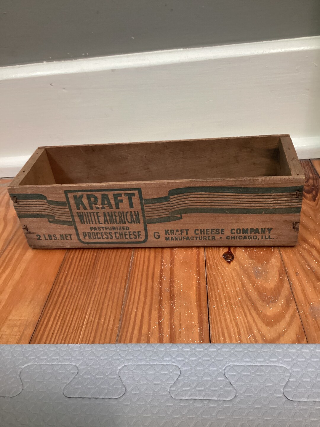 Vintage Wooden Kraft White American Cheese Box Etsy