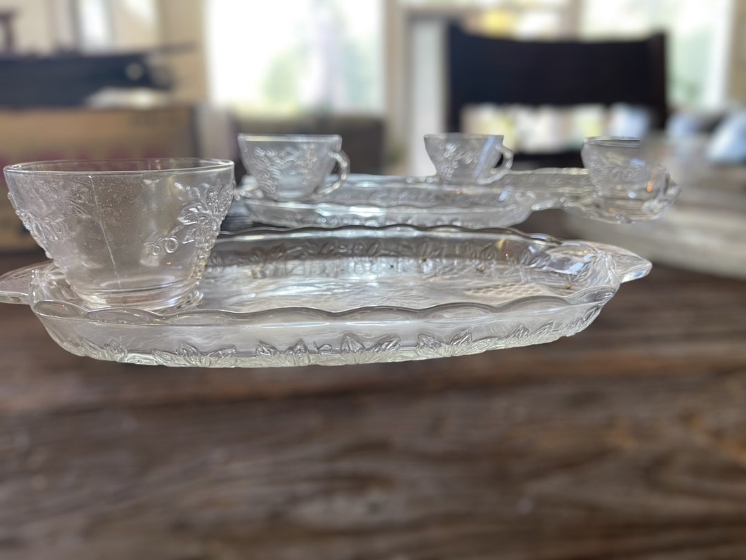 Vintage Snack Set Anchor Hocking Anchor Hocking Glass Etsy