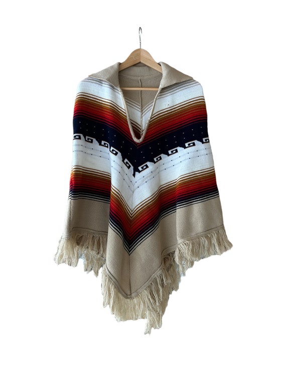 Vintage 70s Boho Hippie Mexican Navajo Sweater Po… - image 2