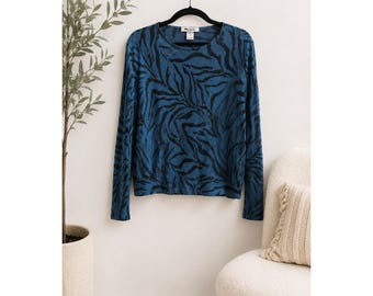 Vintage Nygard Silk Blend Zebra Print Sparkle Top Sz 1X Y2K Animal Print 90s