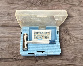 英国製、オリジナルケースと刃付き、ヴィンテージ紳士用ジレット