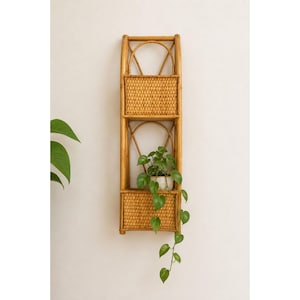 70s Rattan Shelf - Etsy