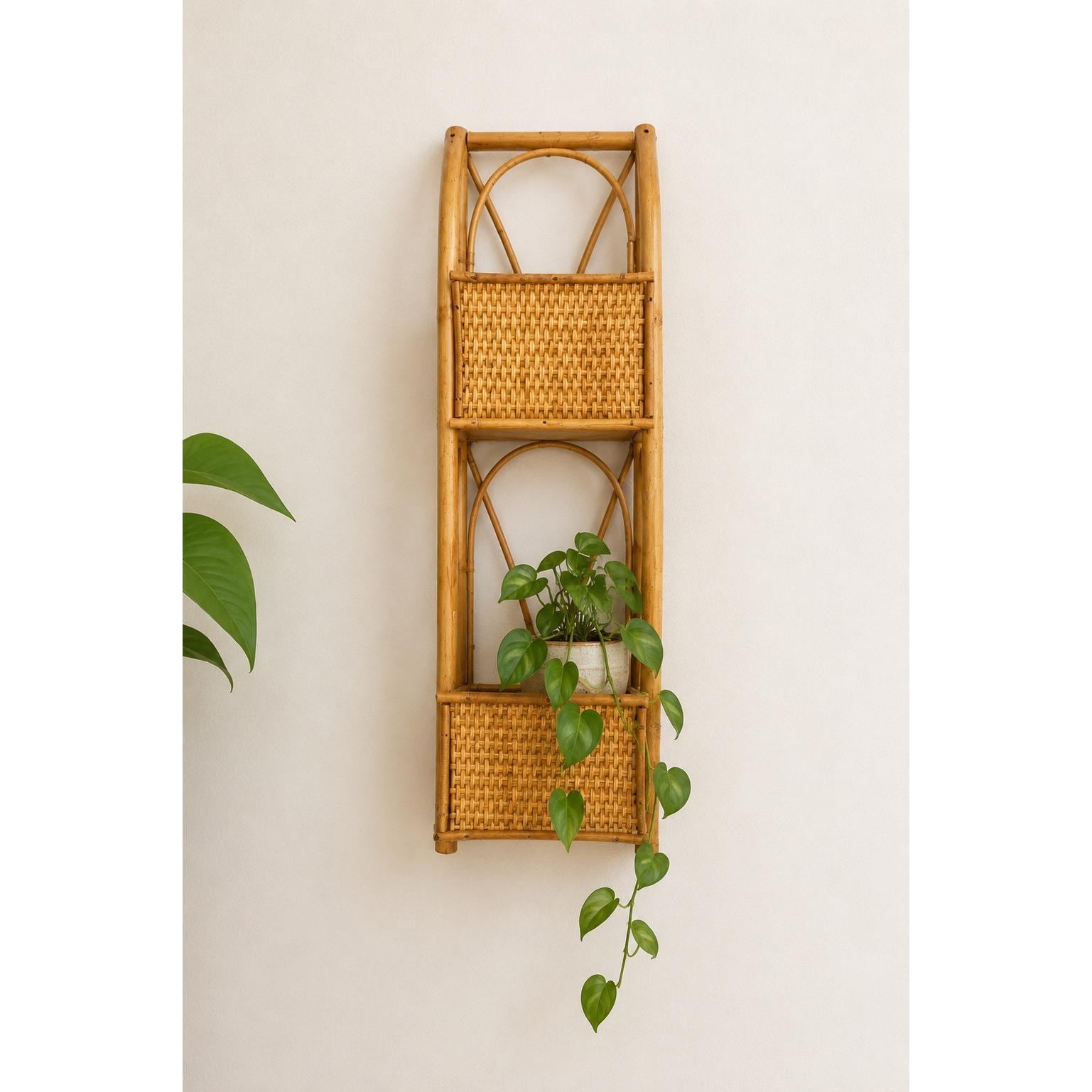 70s Rattan Shelf - Etsy