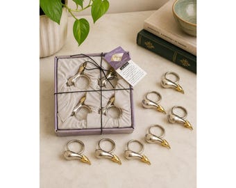 Vintage Joie de Vivre Eggplant Napkin Rings 12 Silverplate Aubergine Table Decor