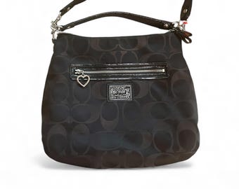 バッグ COACH Vintage Leather Black Shoulder Bag Vintage 1998 Black Coach Court Bag Black Leather Shoulder Bag